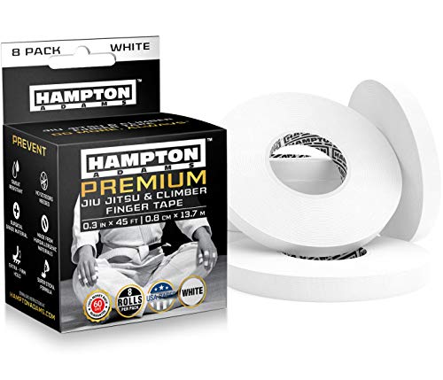 Hampton Adams (8er Pack) Weißes Fingerband - Sportband | 0,3 x 45 Fuß - für Klettern, BJJ Jiu Jitsu, Grappling, MMA, Crossfit und Martial Arts von Hampton Adams von Hampton Adams