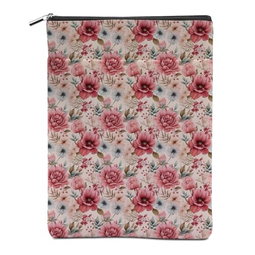 Buchhülle mit Aquarell-Blumenmuster, waschbar, Buchumschläge für Taschenbücher, Buchhülle mit Reißverschluss, Buchschutz, Buchschutz, Buchliebhaber, Geschenke für Lehrer, Freund, Mädchen von Hanamiya Na