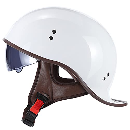 Hanhua Retro Motorrad Halbhelme, Erwachsene Halbschale Jet-Helm Mit Sonnenblende ECE Zertifizierter für Cruiser Chopper Roller Helm von Hanhua