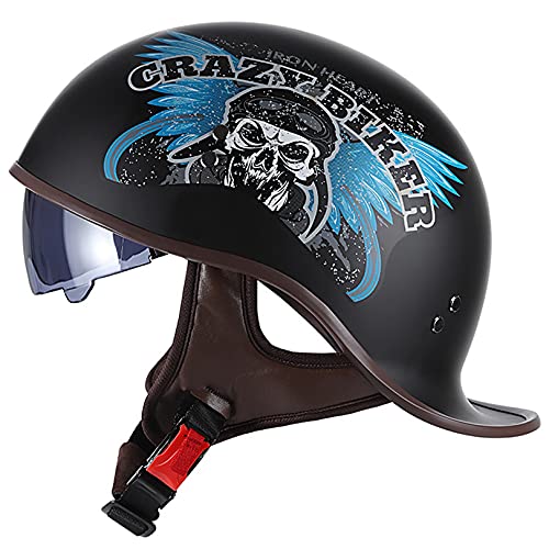 Hanhua Unisex Retro Elektro Motorrad Halbhelm Vintage Jethelm Mit Sonnenblende Männer Frauen Leichter Mopedhelm ATV Street Helm ECE Approved Skull Hat Hanhua Unisex Retro Elektro Motorrad Halbhelm Vintage Jethelm Mit Sonnenblende Männer Frauen Leichter Mopedhelm ATV Street Helm ECE Approved Skull Hat von Hanhua