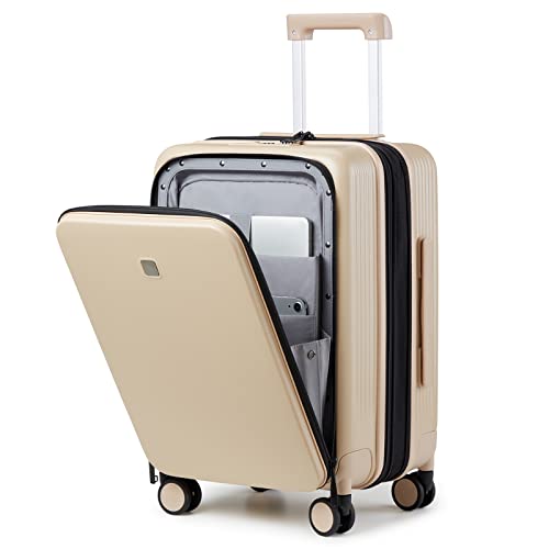 Hanke Carry On Gepäck Airline Approved with Spinner Wheels, Upright 20" PC Hard Case Koffer mit Front Laptop Tasche TSA Lock, Rolling Gepäck für Geschäftsreisen und Reise von Hanke