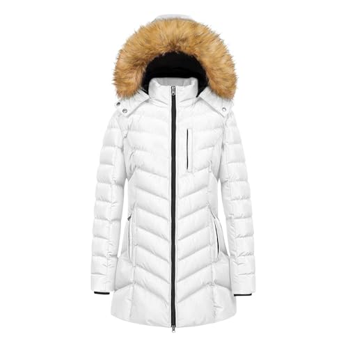 Angebote des Tages Heute, Winterjacke Damen Mit Fellkapuze Daunenjacke Damen Outdoor Ultraleichte Mantel Damen Winter Elegant Winterjacke Mädchen Winterjacke Damen Grosse Grössen von Hanraz