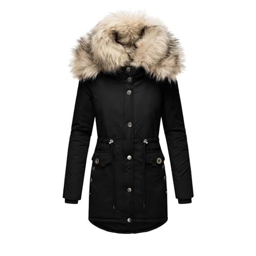 Angebote des Tages Heute, Winterjacke Damen Mit Fellkapuze Daunenjacke Damen Ultraleichte Elegant Mantel Damen Herbst Gefüttert Winterjacken Damen Jacke Damen Winter von Hanraz