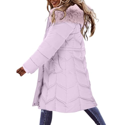 Black Friday, Winterjacke Damen Mit Fellkapuze Damen Winterjacke Puffer Casual Winterjacke Mädchen Warm Wintermantel Damen Lang von Hanraz