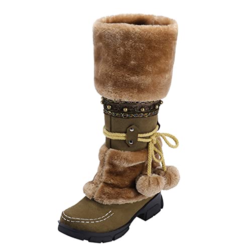 Boots Damen Herbst, Winterstiefel Damen Gefüttert, Snow Boots Damen Bequem Herbst Elegant Schlupfstiefel Moonboots Winterstiefel Damen Hoch Warme Winterstiefel von Hanraz