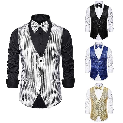 Glitzer Weste Herren Silber, blitzangebote, Pailletten Weste Herren, Weste Damen Elegant, Pailletten Sakko Herren, Pailletten Sakko, Für Karneval, Fasching, Motto Party Glitzer Weste Herren Silber, blitzangebote, Pailletten Weste Herren, Weste Damen Elegant, Pailletten Sakko Herren, Pailletten Sakko, Für Karneval, Fasching, Motto Party von Hanraz