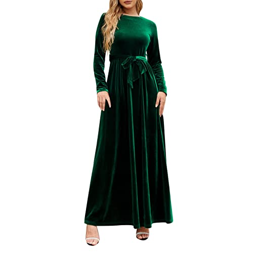 Hanraz Abendkleider elegant, Sale Angebote, Cocktailkleid Damen Swing A-Line Curvy Glitzer Abendkleid Partykleid Rotes V-Ausschnitt Vintage Samtkleid Weihnachtskleid von Hanraz