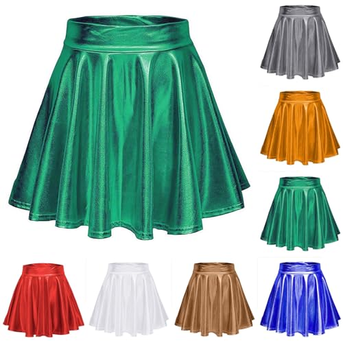 Hanraz Glitzer Outfit Damen, Sale Angebote, Metallic Rock Damen Disco Sexy Lack Lederrock Faltenrock Hohe Taille Swing Elastische Glitzerrock Minirock für Karneval Faschingskostüme Hanraz Glitzer Outfit Damen, Sale Angebote, Metallic Rock Damen Disco Sexy Lack Lederrock Faltenrock Hohe Taille Swing Elastische Glitzerrock Minirock für Karneval Faschingskostüme von Hanraz