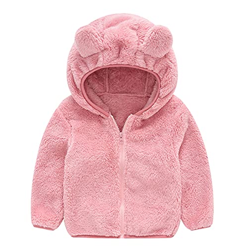 Hanraz Baby Winterjacke, Kinder-Winterjacken Mit Kapuze Unisex Leicht Winterjacke Kapuzenjacke Reißverschluss Outdoor Mit Bärenohren Wollwalk Jacke Wintermantel von Hanraz