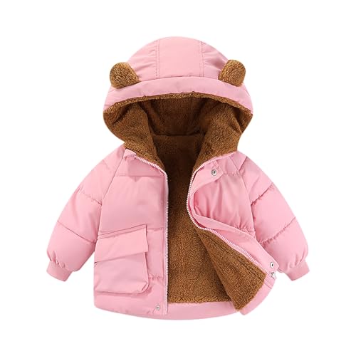 Hanraz Baby Winterjacke 1 Jahr, Winterjacke Kinder Leicht Mit Kapuze Reißverschluss Winterjacke Kapuzenjacke Mit Bärenohren Warme Unisex Wollwalk Jacke Wintermantel von Hanraz