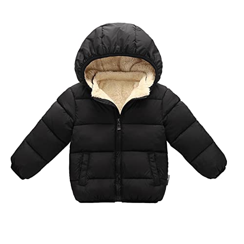 Hanraz Baby Winterjacke 74, Winterjacke Kinder Reißverschluss Mit Kapuze Unisex Wollwalk Jacke Winterjacke Winter Outdoor Leicht Wintermantel Kapuzenjacke von Hanraz