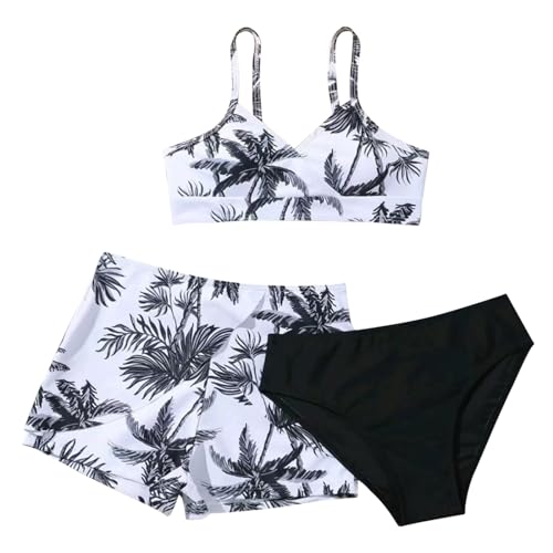 Hanraz Badeanzug mädchen 134, Mottoparty, Bikini Mädchen 3er Park Bikini+Shorts Set Sommer Verstellbare Bikini Bequem Weich Sportbikini Bauchkontrolle Bunt Strand Sporty Bikini Sets Bikinis von Hanraz