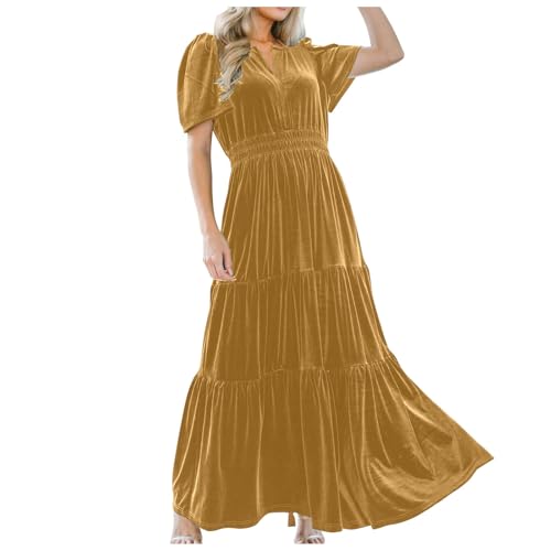 Hanraz Damen Kleider, Outlet Angebote, Cocktailkleid Damen Rotes Samt V-Ausschnitt Cocktailkleid Partykleid Festliche Elegant Vintage Abendkleider Weihnachtskleid von Hanraz