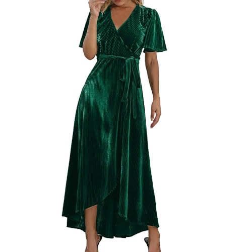 Hanraz Damen Kleider elegant, Outlet Angebote, Partykleid Damen V-Ausschnitt Vintage Samt Weihnachtskleid Partykleid Swing A-Line Elegant Bodycon Cocktailkleid Abendkleid von Hanraz