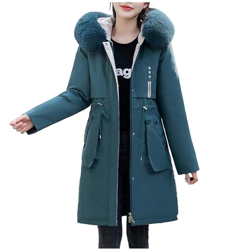 Hanraz Halloween Decke, Winterjacke Damen Mit Fellkapuze Winterjacke Damen Lang Puffer Gefüttert Winterjacke Damen Warm Ultraleichte Winterjacke Damen Wintermantel Damen Warm von Hanraz