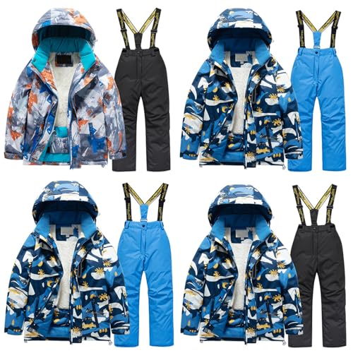 Hanraz Kinder Schneeanzug, Sale Angebote, Schneeanzug Kinder Unisex Winddicht Mit Kapuze Schneeanzug Skianzug Warm Wasserdicht Winteranzug Verdickt Winter Skianzüge von Hanraz