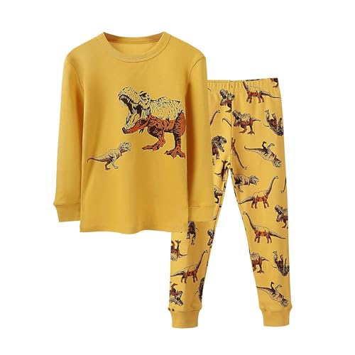 Hanraz Pijamas Kinder, Schlafanzug Jungen Lang Pyjama Jungen Unisex Baumwolle mit Print Jogginganzug Schlafanzüge Schlafanzug Kinder Jungen Warm Weiche Pijamas von Hanraz