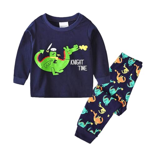 Hanraz Pyjama Jungen 154 lang, Schlafanzug Jungen Lang Pyjama Jungen Unisex Baumwolle mit Print Jogginganzug Schlafanzüge Schlafanzug Kinder Jungen Warm Weiche Pijamas von Hanraz