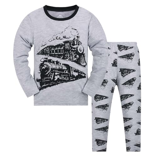 Hanraz Pyjama Kinder, Schlafanzug Jungen Lang Pyjama Jungen Unisex Baumwolle mit Print Jogginganzug Schlafanzüge Schlafanzug Kinder Jungen Warm Weiche Pijamas von Hanraz