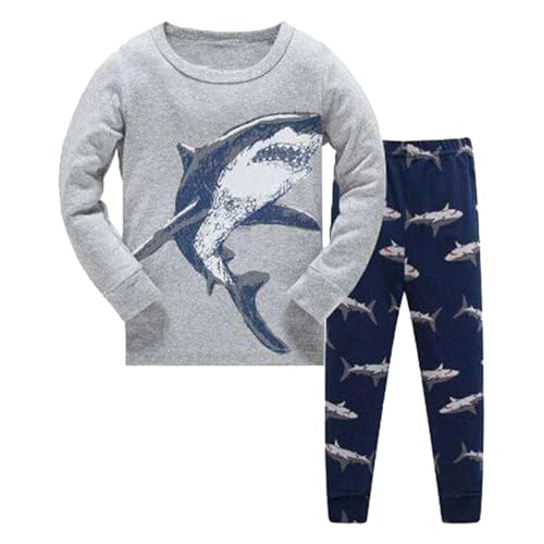 Hanraz Schlafanzug Baby, Schlafanzug Jungen Herbst/Winter Mit Print Lang Schlafanzüge Schlafanzug Baumwolle Weiche Unisex Pyjama Jogginganzug Kinder Schlafanzug Jungen von Hanraz