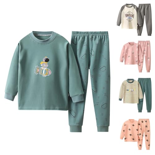 Hanraz Schlafanzug Jungen 129 lang, Schlafanzug Jungen Lang Schlafanzüge Für Jungen mit Print Warm Baumwolle Schlafanzüge Schlafanzug Kinder Jungen Unisex Weiche Pijamas von Hanraz