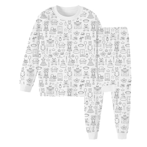 Hanraz Schlafanzug Kinder Jungen, blitzangebote, Schlafanzug Jungen, Pyjama Zum Ausmalen Kinder Cartoon Druck Warmer DIY Schlafanzüge Pijamas für Jungen Mädchen von Hanraz