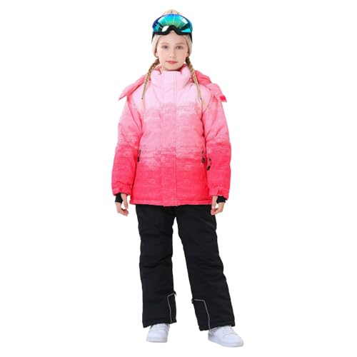 Hanraz Schneeanzug 104, Black Friday, Schneeanzug Kinder Unisex Winddicht Mit Kapuze Schneeanzug Skianzug Outdoor Thermo Schneeanzüge Winter Wasserdicht Skioverall von Hanraz