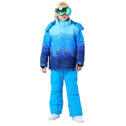 Hanraz Schneeanzug 104, Black Friday, Schneeanzug Kinder Unisex Winddicht Mit Kapuze Schneeanzug Skianzug Verdickt Warm Winteranzug Thermo Warme Skioverall von Hanraz