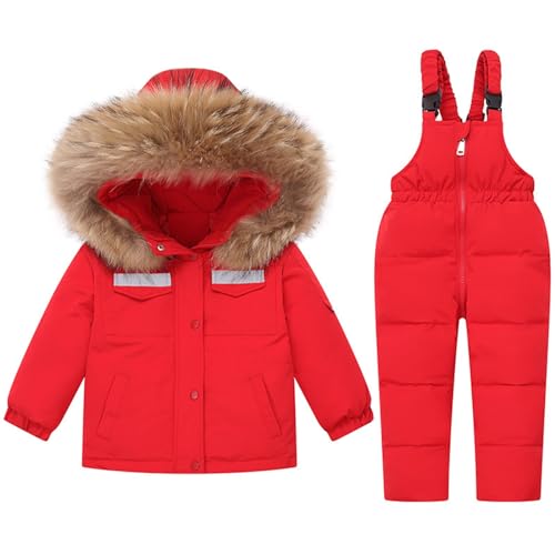 Hanraz Schneeanzug 122, Black Friday, Schneeanzug Kinder Unisex Winddicht Mit Kapuze Schneeanzug Skianzug Warme Outdoor Winteranzug Winter Warm Schneeanzüge von Hanraz