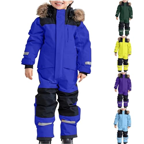 Hanraz Schneeanzug 134, Black Friday, Schneeanzug Kinder Unisex Winddicht Mit Kapuze Schneeanzug Skianzug Warm Outdoor Skianzüge Warme Winter Softshellanzug von Hanraz