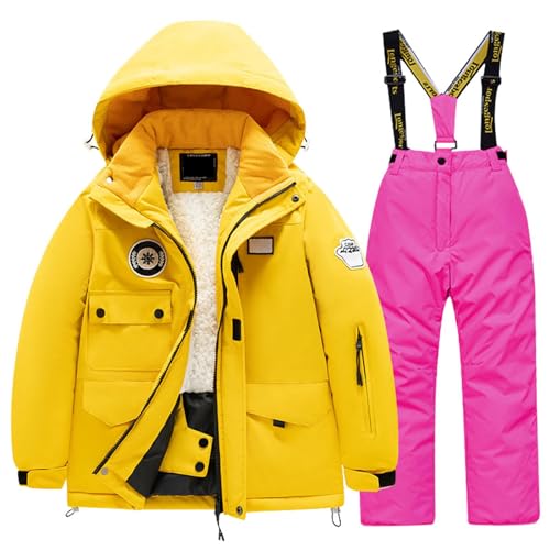 Hanraz Schneeoverall Jungen, Sale Angebote, Schneeanzug Kinder Unisex Winddicht Mit Kapuze Schneeanzug Skianzug Warm Verdickt Skianzüge Wasserdicht Thermo Schneeoverall von Hanraz