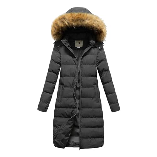 Hanraz Warehouse Deal, Winterjacke Damen Mit Fellkapuze Winterjacke Damen Warm Ultraleichte Gefüttert Winterjacke Mädchen Lang Winter Jacke Damen Winter von Hanraz