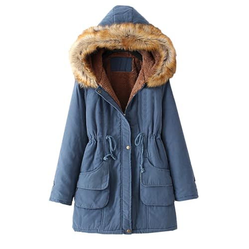 Hanraz Warehouse Deals Angebote, Winterjacke Damen Mit Fellkapuze Jacke Damen Winter Elegant Warm Wintermantel Damen Lang Winter Jacke Damen Wintermantel Damen Warm von Hanraz