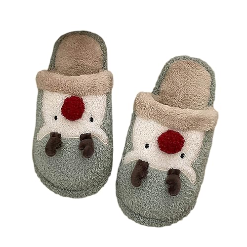 Hanraz Weihnachts Hausschuhe Herren, Weihnachts Hausschuhe Damen Plüsch rutschfest Pantoffeln Flauschig Indoor Hauspuschen Winter Süße Lustig Mit Gummi Sohle Slippers Tiere Warme Winterhausschuhe von Hanraz