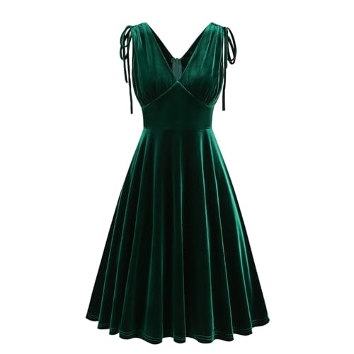 Hanraz Weihnachtsfeier Outfit Damen, Sale Angebote, Weihnachtskleid Damen Vintage Glitzer Curvy Abendkleid Abendkleider Bodycon Festliche V-Ausschnitt Partykleid Winterkleid von Hanraz