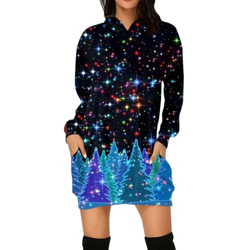 Hanraz Weihnachtskleid Damen, Weihnachts Kleidung Damen Weihnachtspullover Weihnachtskleider Damen Weihnachten Kleid Damen Sweatkleid Damen Weihnachtskleid Weihnachtspullover Damen Baumwolle von Hanraz