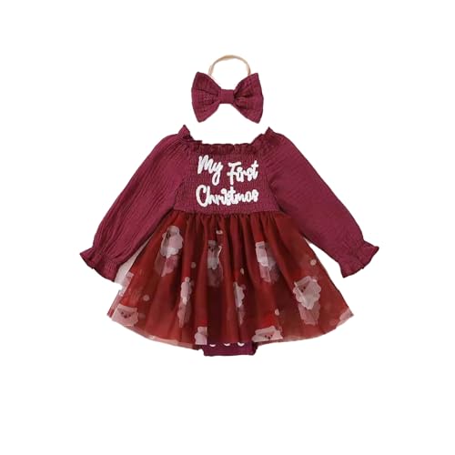 Hanraz Weihnachtskleid Mädchen, Kleider Für Baby-Mädchen, Geschwister Outfit Mädchen, Weihnachtsstrampler Baby Weihnachten Baby My First Christmas Outfit Baby Christmas Outfit Weihnachtskleid Baby von Hanraz