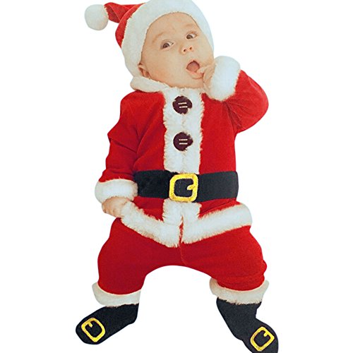 Hanraz blitzangebote, Weihnachtsoutfit Baby Festlich Klassischer Weiche Neugeborene Walkoverall Lang Bequem Weihnachtspullover My First Christmas Outfit Baby von Hanraz