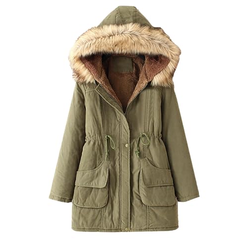 Hanraz blitzangebote, Winterjacke Damen Mit Fellkapuze Jacke Damen Winter Elegant Warm Wintermantel Damen Lang Winter Jacke Damen Wintermantel Damen Warm von Hanraz