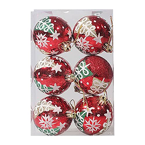 Hanraz christbaumkugeln, 6 Stücke Weihnachtskugeln, Weihnachtsdeko Innen, Weihnachtsbaumschmuck Tannenbaum Kugeln Weihnachtskugeln Kunststoff Weihnachtlicher Baumschmuck Kleine Christbaumkugeln Mini von Hanraz