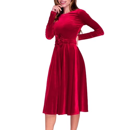 Hanraz samtkleid schwarz, Outlet Angebote, Partykleid Damen Rotes Festliche Elegant Glitzerkleid Abendkleider Swing A-Line V-Ausschnitt Curvy Wickelkleid Abendkleid von Hanraz