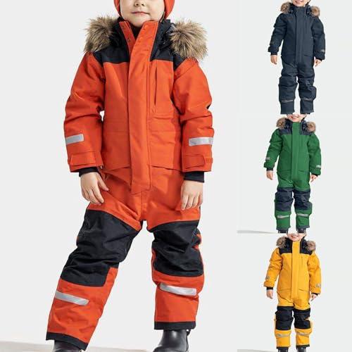 Hanraz skioverall Kinder, Black Friday, Schneeanzug Kinder Unisex Winddicht Mit Kapuze Schneeanzug Skianzug Warm Outdoor Winteranzug Thermo Winter Skianzüge von Hanraz