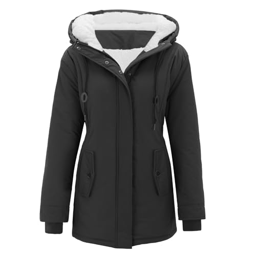 Outlet Angebote, Winterjacke Damen Mit Fellkapuze Damen Winterjacke Warm Gefüttert Damen Jacke Winter Outdoor Damen Mantel Winter Winterjacke Damen Grosse Grössen von Hanraz