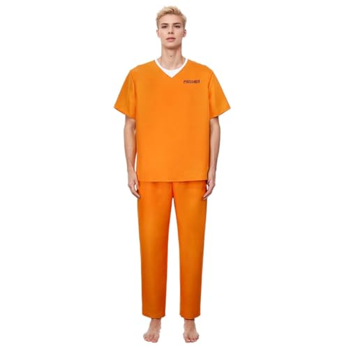 Prisoner Costume Herren, Halloween Kostüm Gefangener Knasti Kostüm Herren Knast Kostüm Herren Haus des Geldes Kostüm Knast Kostüm Prisoner Kostüm Für Halloween, Fasching Und Karneval von Hanraz