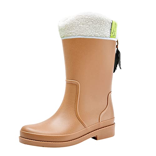 Regenstiefel Damen, Gummistiefel Damen Halbhoch Gummi wasserdichte Stiefeletten Ohne Absatz rutschfeste Gummistiefel Leicht Gefüttert Reitstiefel von Hanraz