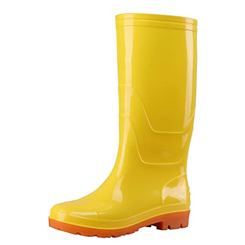 Regenstiefel Damen, Gummistiefel Damen Halbhoch Weiter Schaft Ohne Absatz Gummistiefeletten Leicht Bunt Regenstiefel Gefüttert rutschfeste Boots von Hanraz