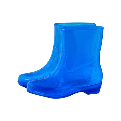 Stiefeletten Damen, Gummistiefel Damen Halbhoch Weiter Schaft Gummi Gummistiefeletten wasserdichte rutschfeste Stiefeletten Bunt Ohne Absatz Schuhe von Hanraz