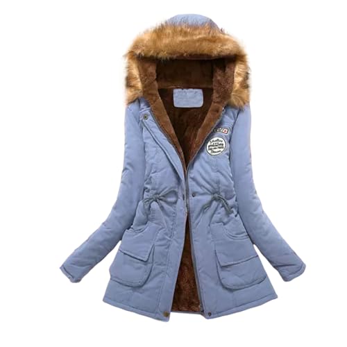 Warehouse Deal, Winterjacke Damen Mit Fellkapuze Winterjacke Mädchen Elegant Outdoor Damen Winterjacke Mantel Damen Winter Jacke Damen von Hanraz