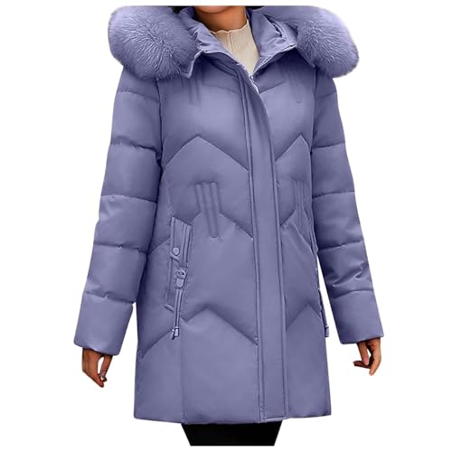 Warehouse Deals Angebote, Winterjacke Damen Mit Fellkapuze Winterjacke Damen Lang Gefüttert Lang Mantel Damen Winter Elegant Wintermantel Damen Jacke Damen Winter von Hanraz