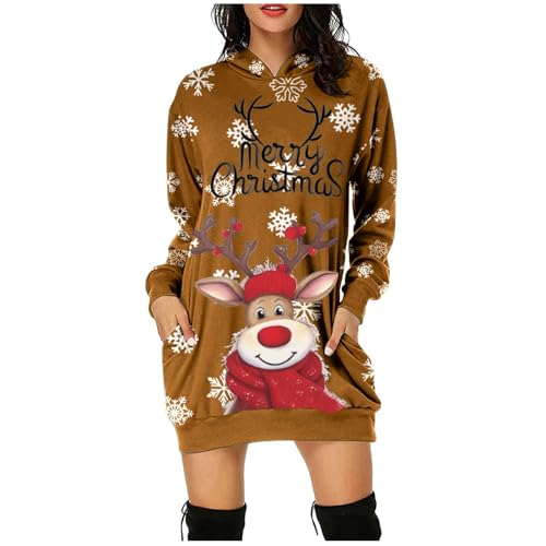 Weihnachtskleid Damen, Damen Weihnachtskleid Weihnachten Kleid Weihnachts Kleid Weihnachtspullover Damen Baumwolle Sweatkleid Damen Langarm Weihnachtsfeier Outfit Damen Weihnachten Damen von Hanraz